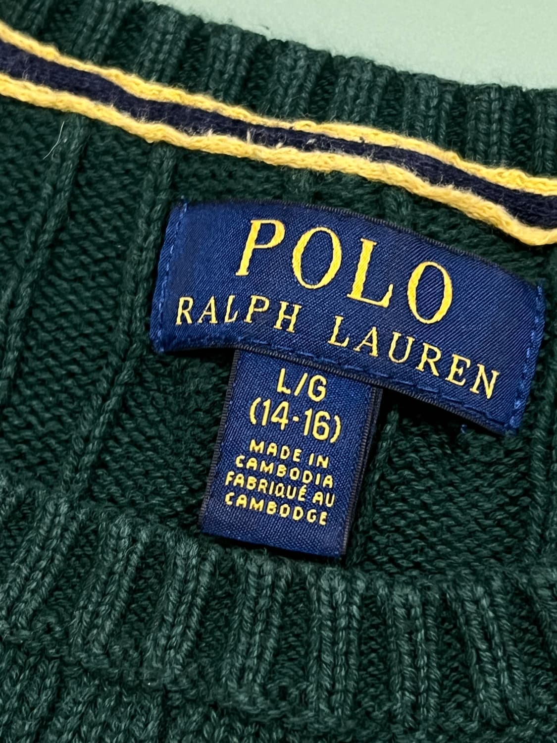 (L) 폴로 랄프로렌 주니어/우먼스 꽈배기 케이블 니트 그린 상품이미지4