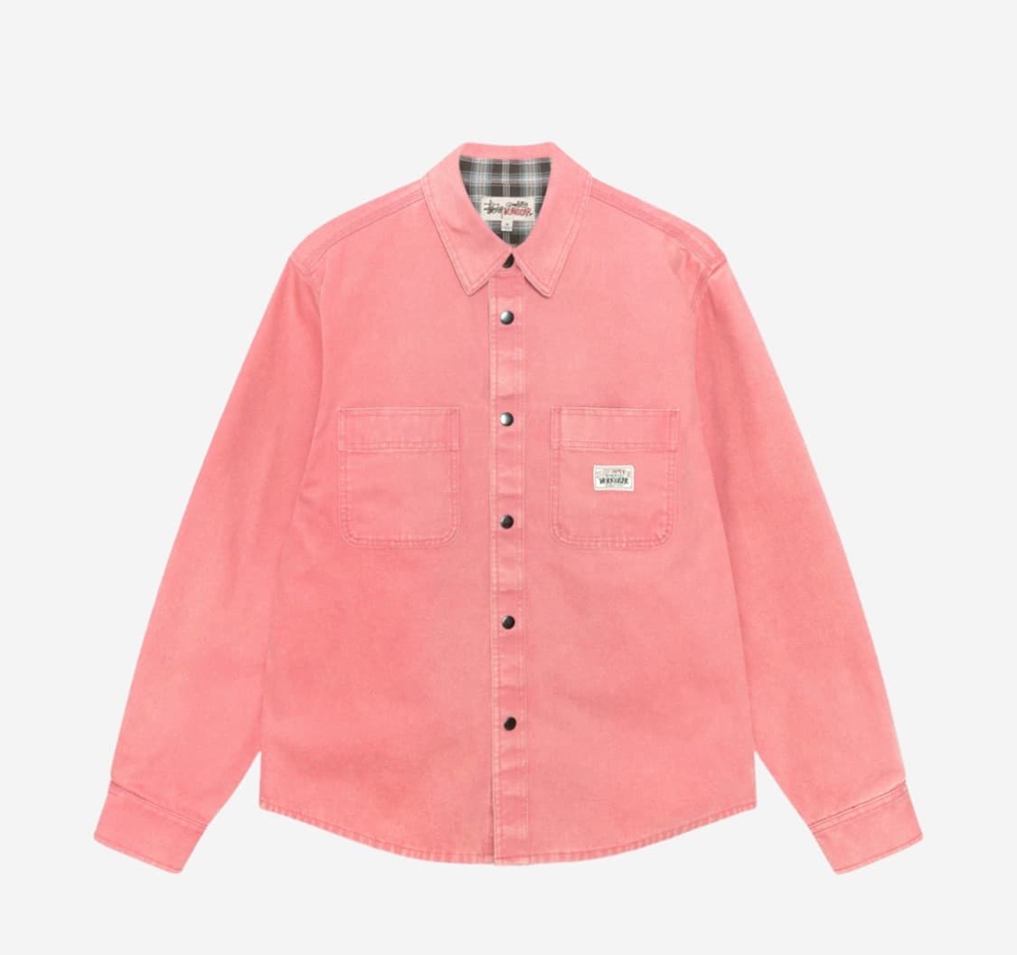 스투시 헤비 워시드 캔버스 셔츠 베리 XL 상품이미지1