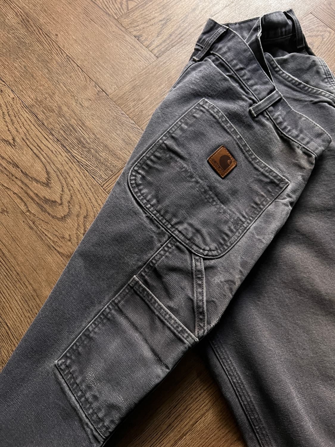 [36]칼하트 USA 하드 페이딩 페트롤 블루 카펜터 싱글니 워크 팬츠 상품이미지5