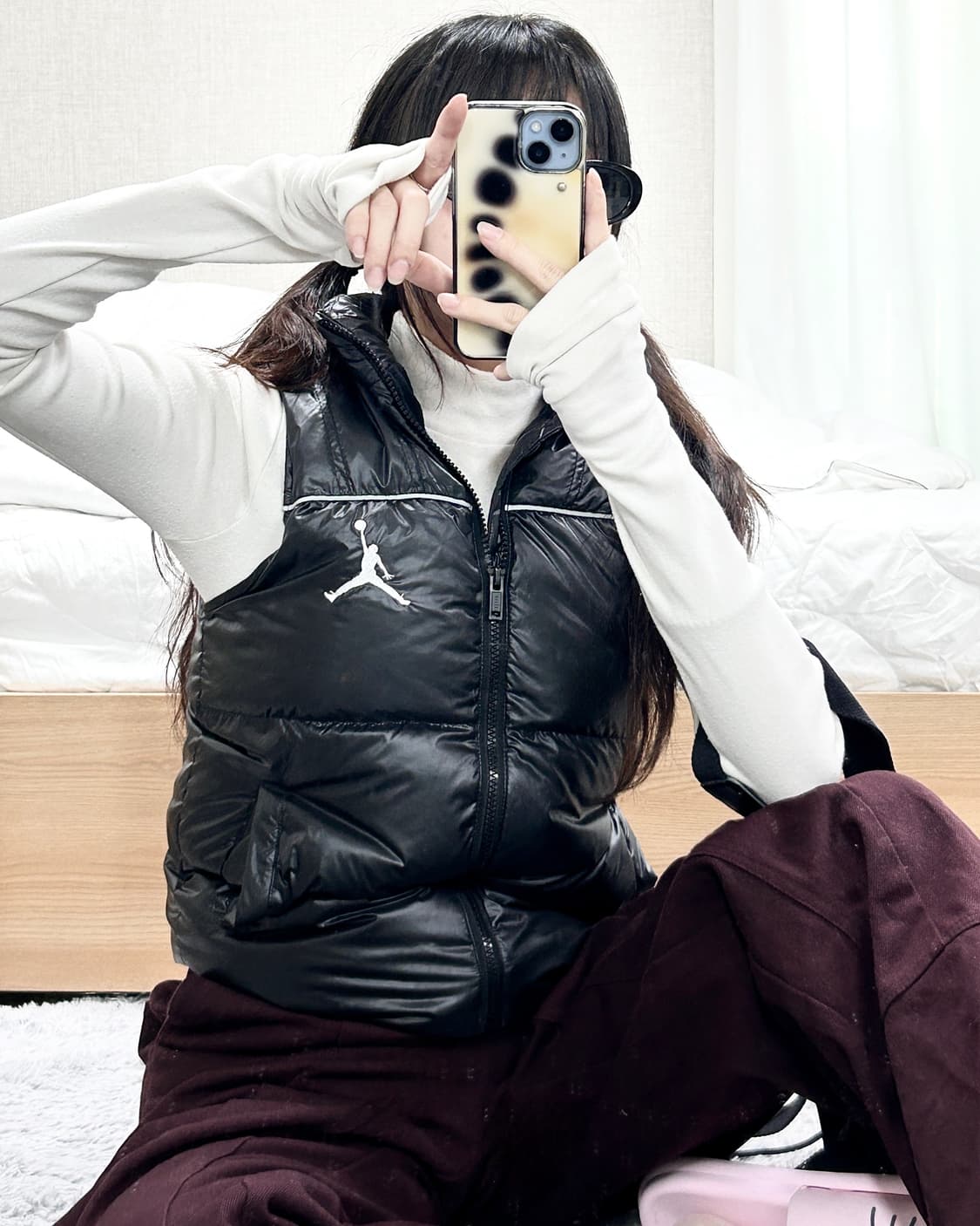 에어조던 자수로고 블랙 덕다운 패딩조끼 상품이미지5