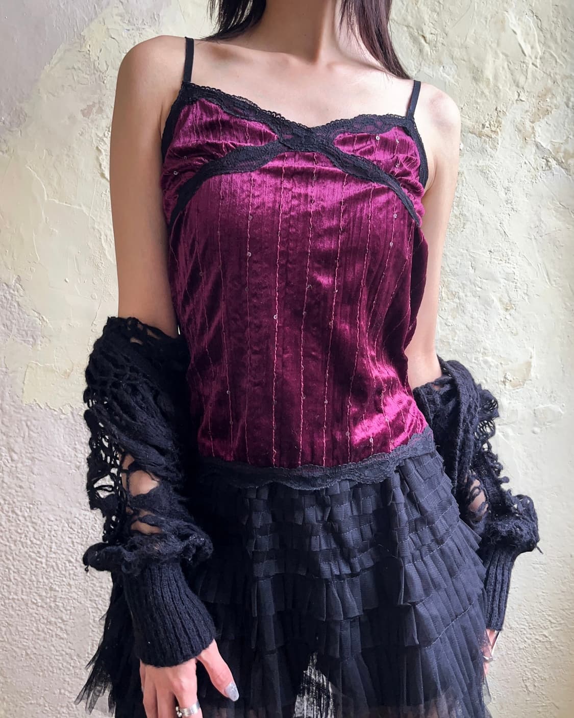 Purple velvet lace sleeveless 상품이미지2