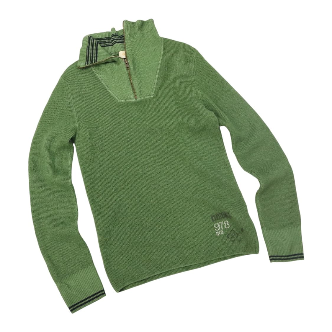 디젤 빈티지 스트라이프 라인 하프집업 울 니트 상품이미지1