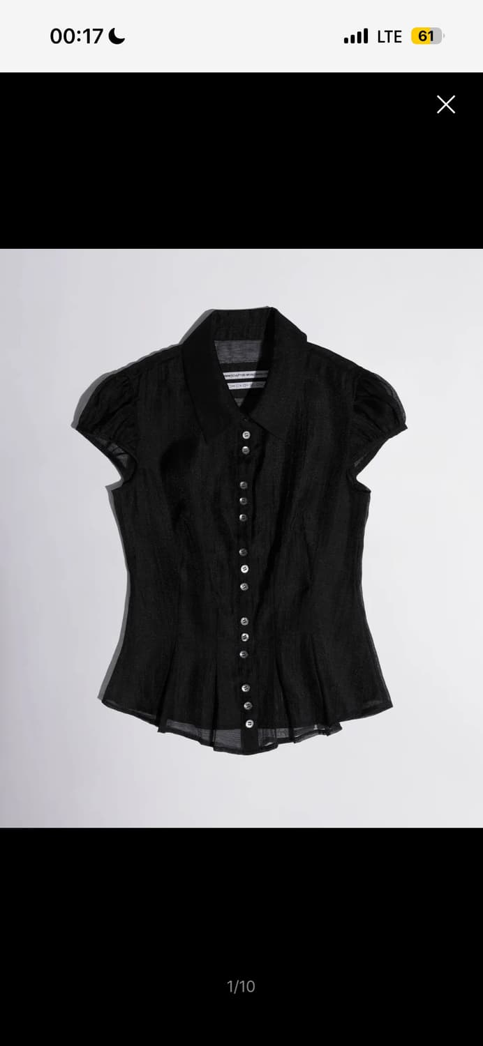 스컬프터 블라우스 Sheer Pleated Hem Blouse Black 상품이미지1