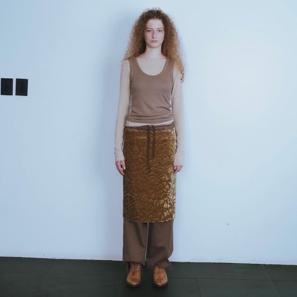 Jacquard skirt Beige 상품이미지1