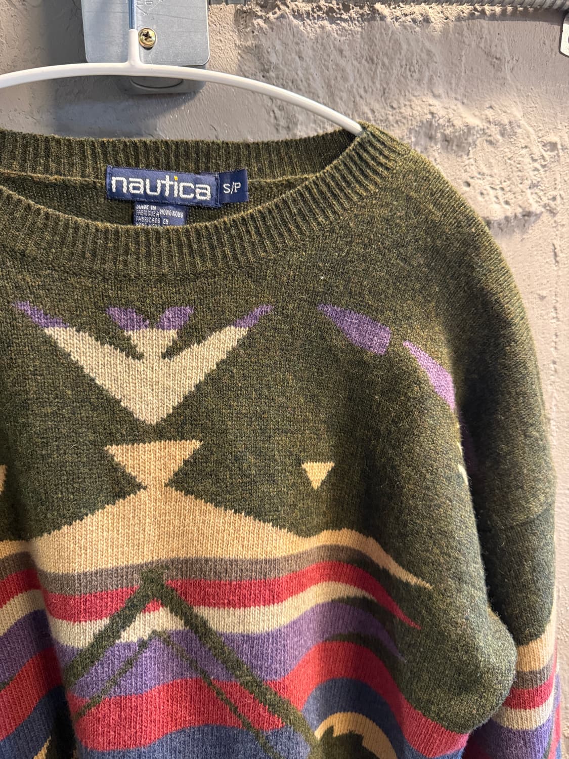 노티카 NAUTICA 빈티지 에스닉 패턴 니트 올리브 S/P 상품이미지4