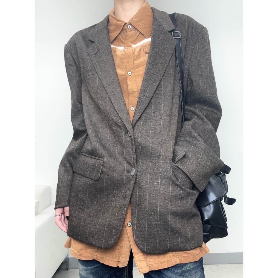 빈티지 브라운 울95% 오버핏 블레이저 자켓 상품이미지1