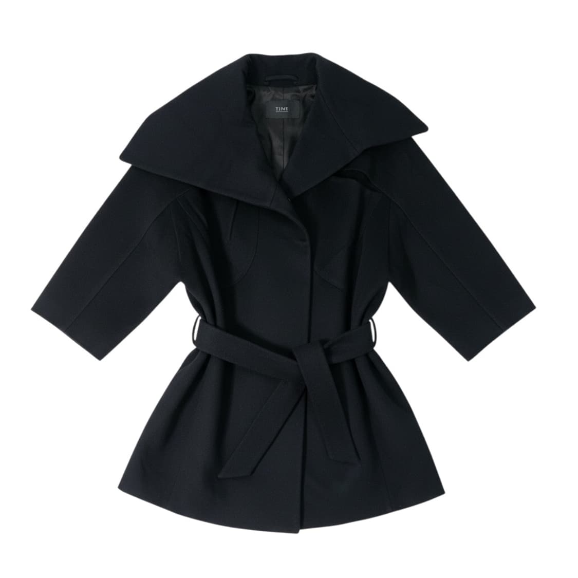 타임 벨트 하프 코트 블랙 상품이미지1