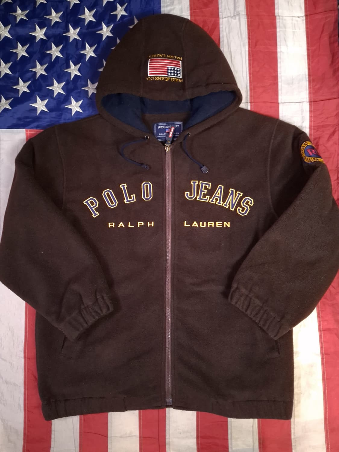 90's 오리지날 랄프로렌폴로 진스 빅로고 후드 후리스자켓 상품이미지3