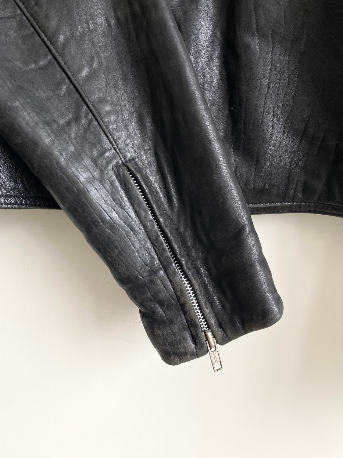 90‘s 하드락 카페 램스울 레더 라이더 자켓 상품이미지6