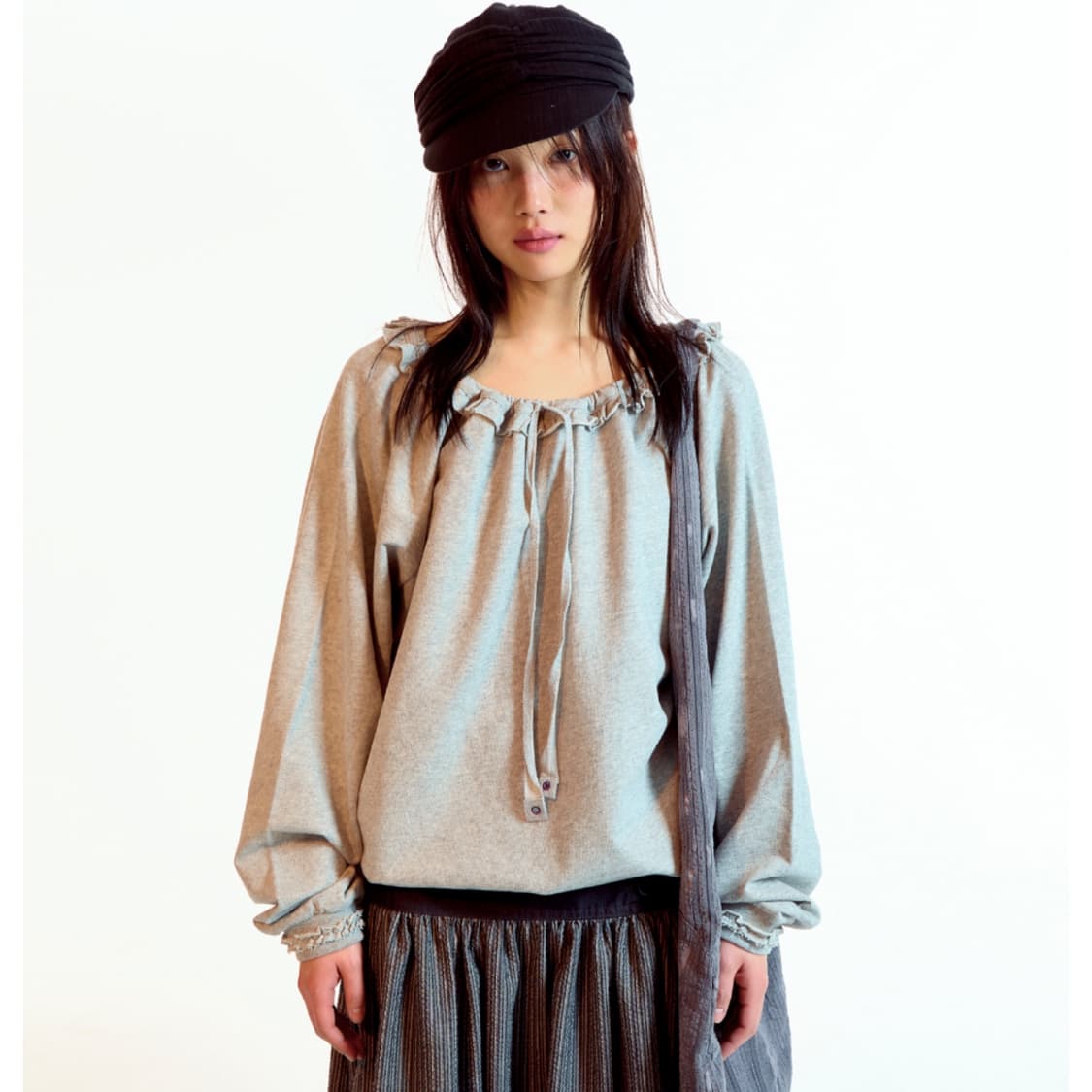 [2] 코이세이오 드로우 스트링 롱슬리브 멜란지그레이 상품이미지4