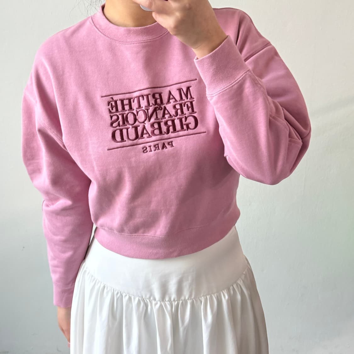 [S] 마리떼 크롭 핑크 맨투맨 상품이미지2