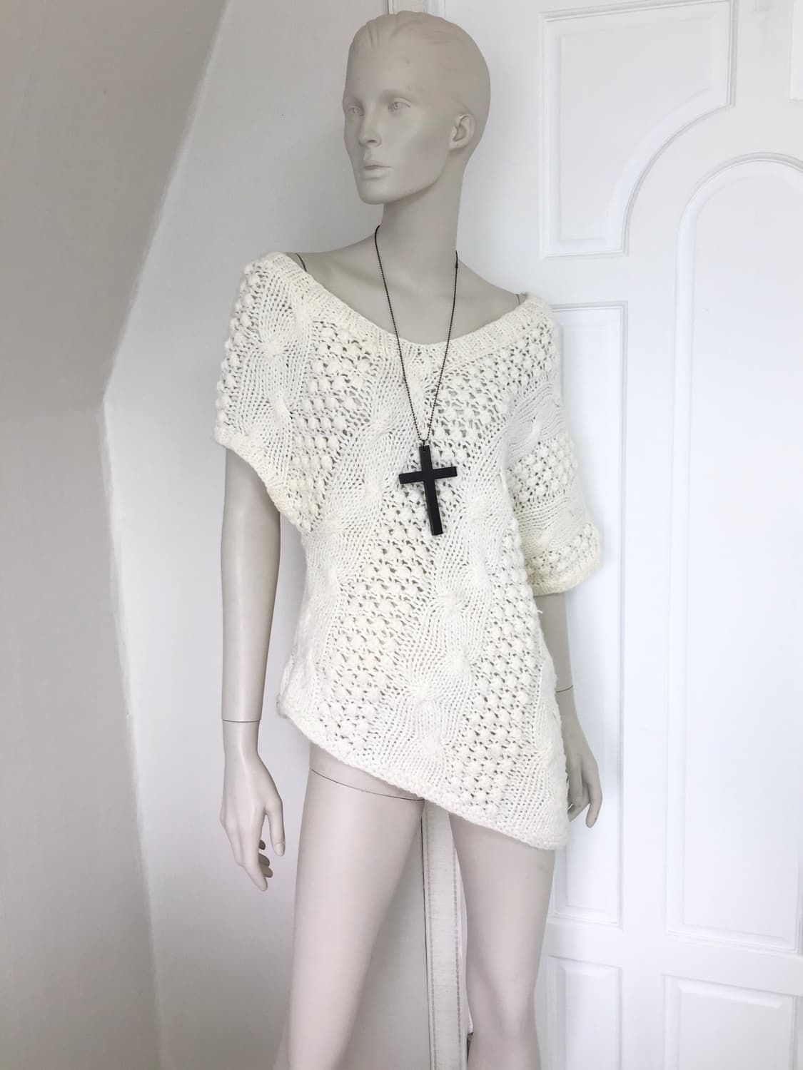 Asymmetic Cream cable knit 상품이미지6