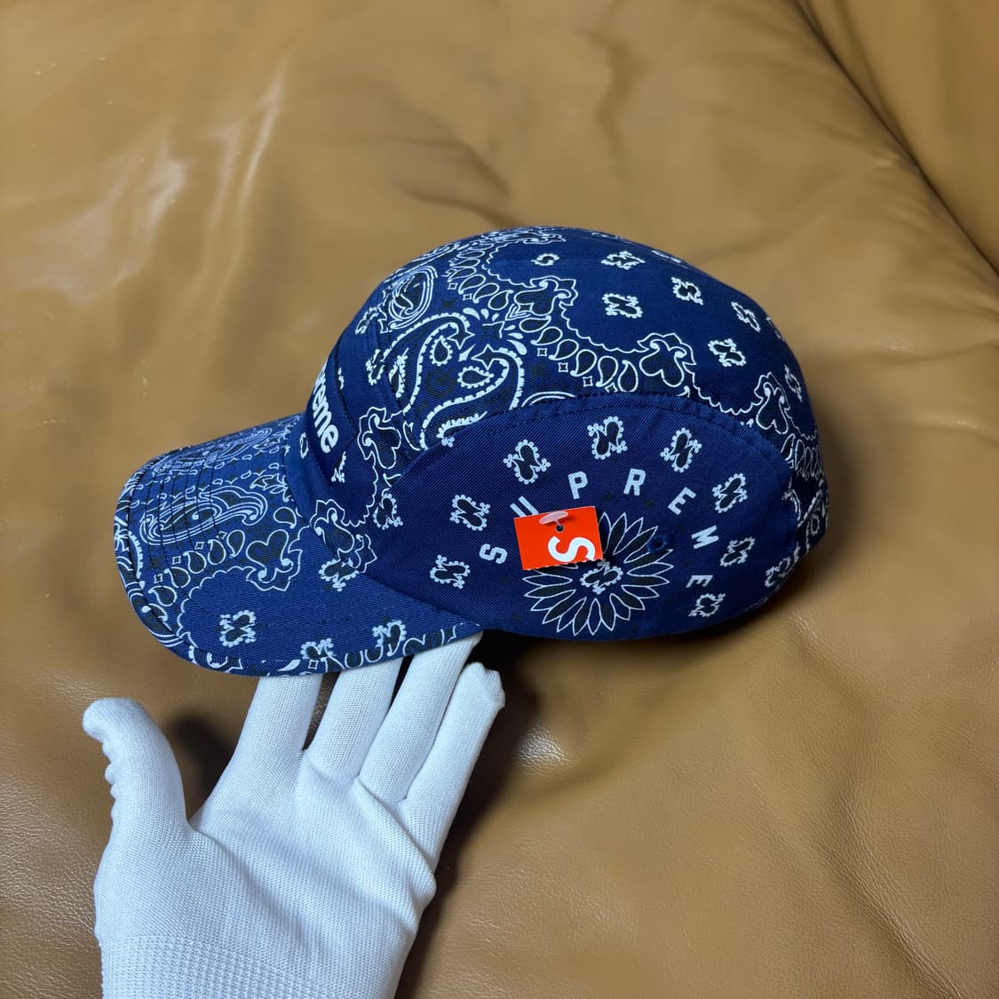 슈프림 캠프캡 모자 박스로고 21ss 반다나 네이비 상품이미지5
