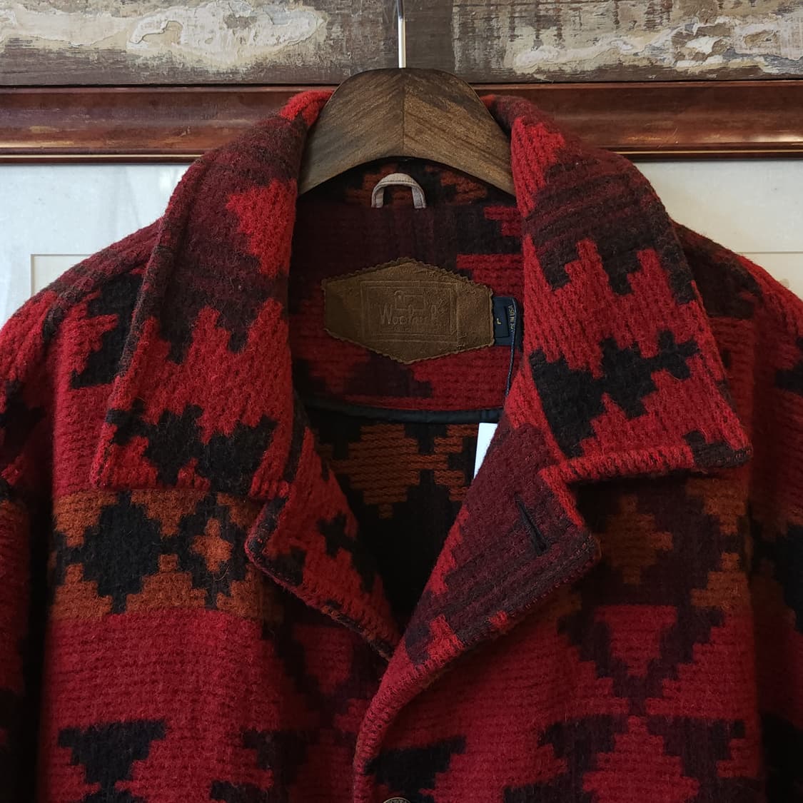 90년대 울리치 아즈텍 패턴 울 오버코트 L 상품이미지6