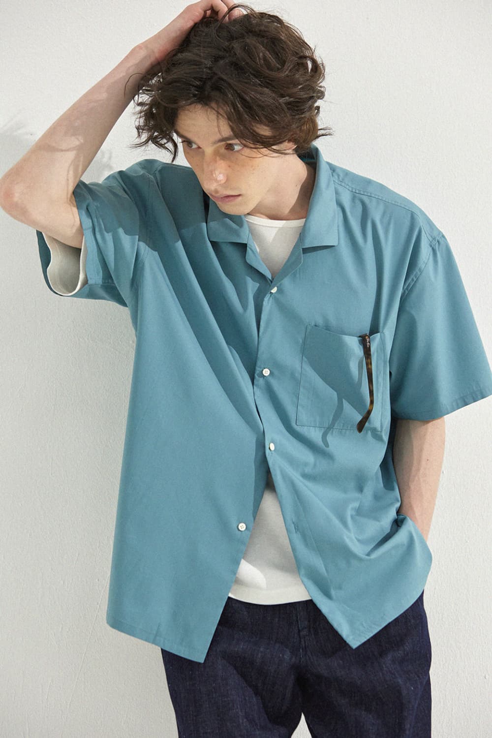 토마스 모어 노치드  반팔 셔츠 헤이즈 블루 L 상품이미지1