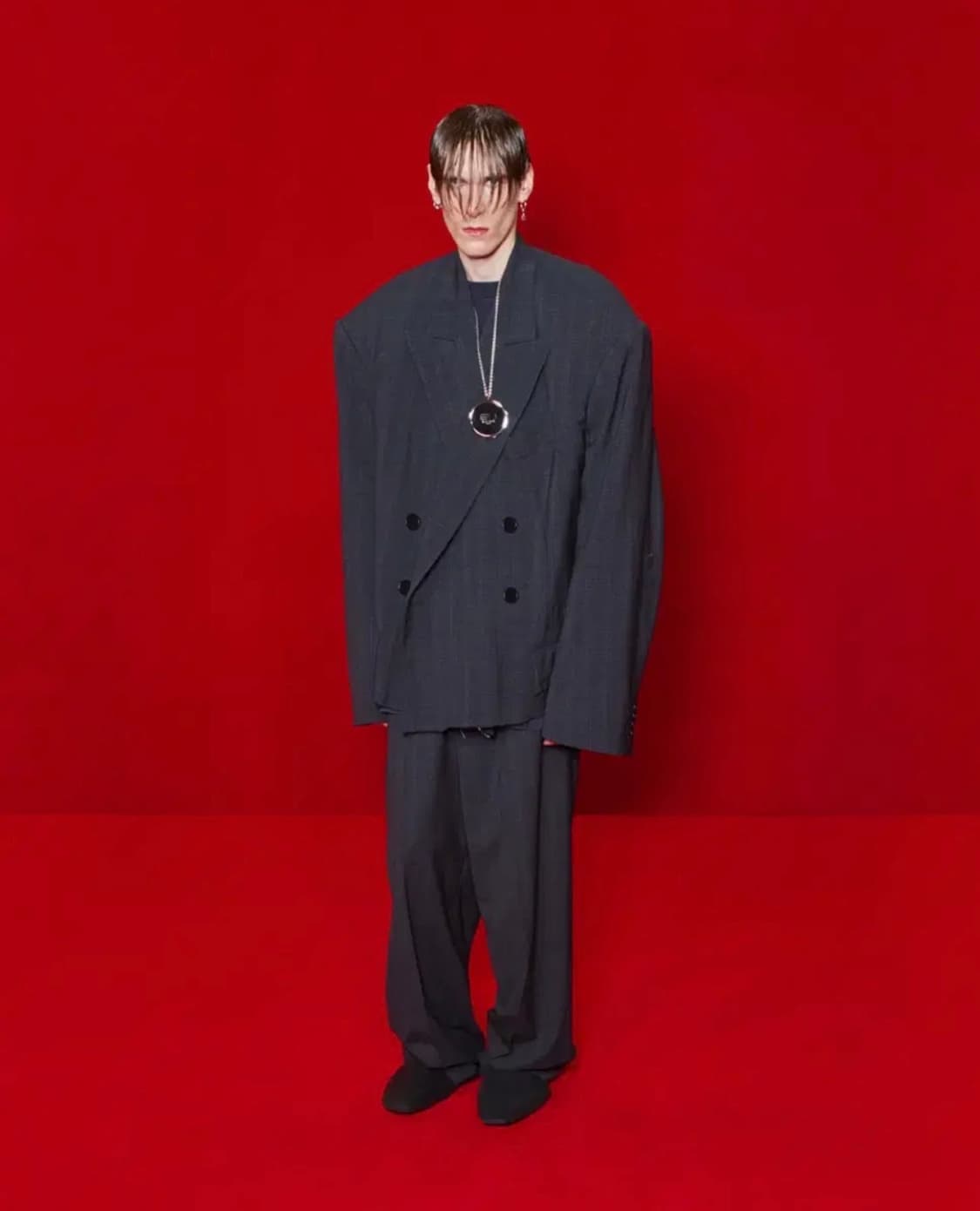 [1, S] 발렌시아가 22 summer 크롭 블레이저 그레이체크 셋업 상품이미지1