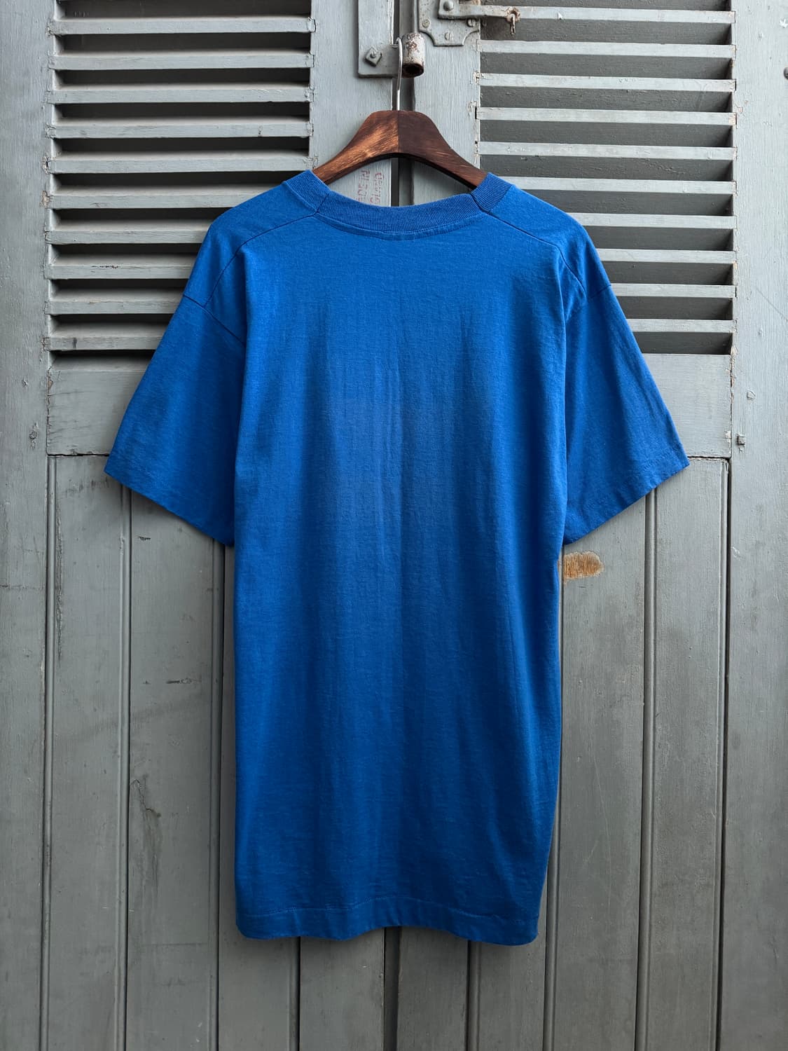 [XL]90's USA 빈티지 블루 글로브 프린팅 티셔츠 상품이미지4