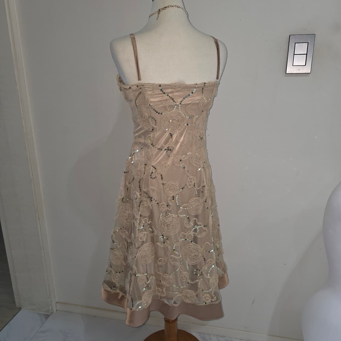 일본빈티지)로맨틱 히메라떼갸루 플로럴 스팽클 망사리본 파티댄스연주회드레스 상품이미지4