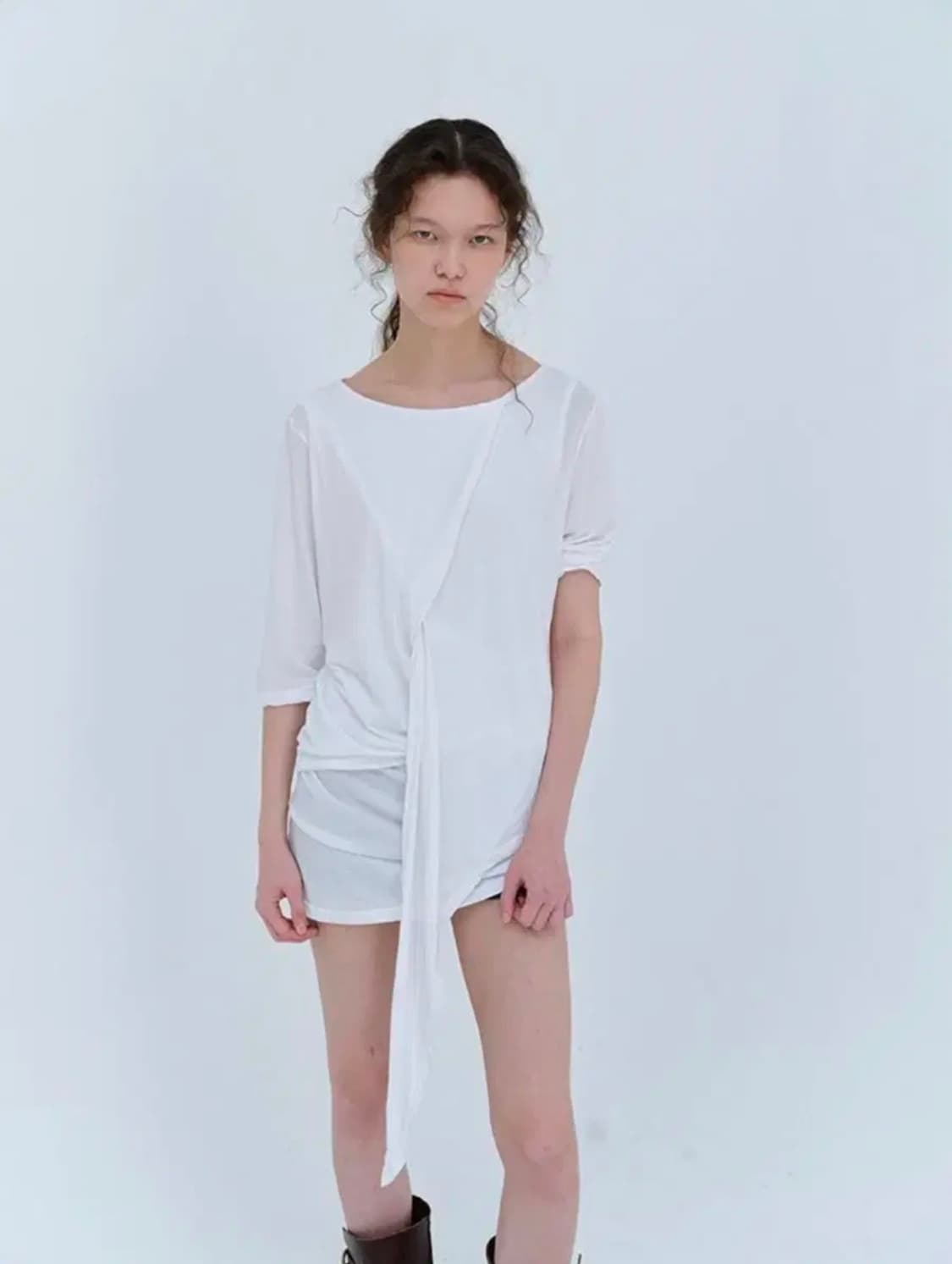 repos 리포스 Unbalance wrap t-shirt (blak) 상품이미지3