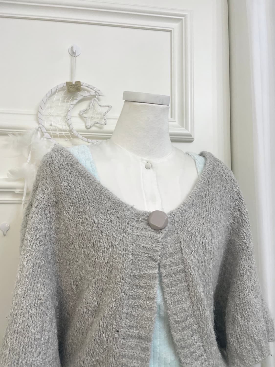 sheergray boucle one-button cape cardiga 상품이미지6