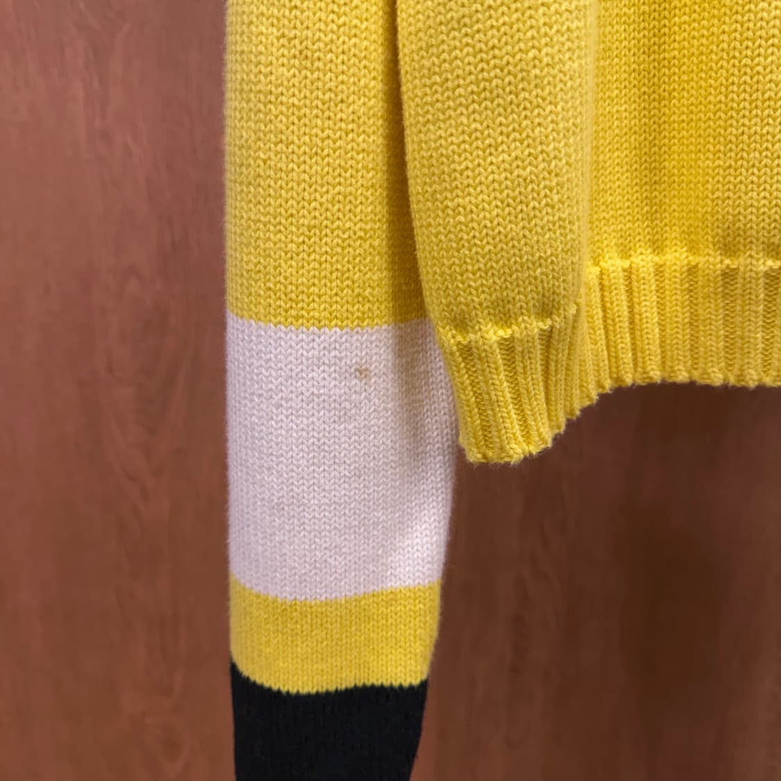 MSGM 코튼 니트 앵커 자카드 패턴 컬러 블록 디테일 옐로우 블랙 상품이미지8