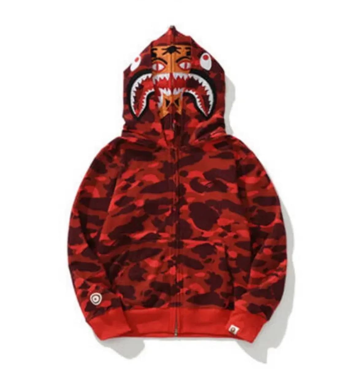 베이프 레드 카모 샤크 후드집업 상품이미지1