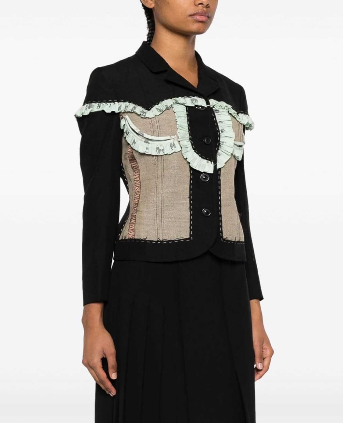 (정품/새상품) 메종 마르지엘라 여성 블랙 패치워크 러플 자켓 상품이미지6