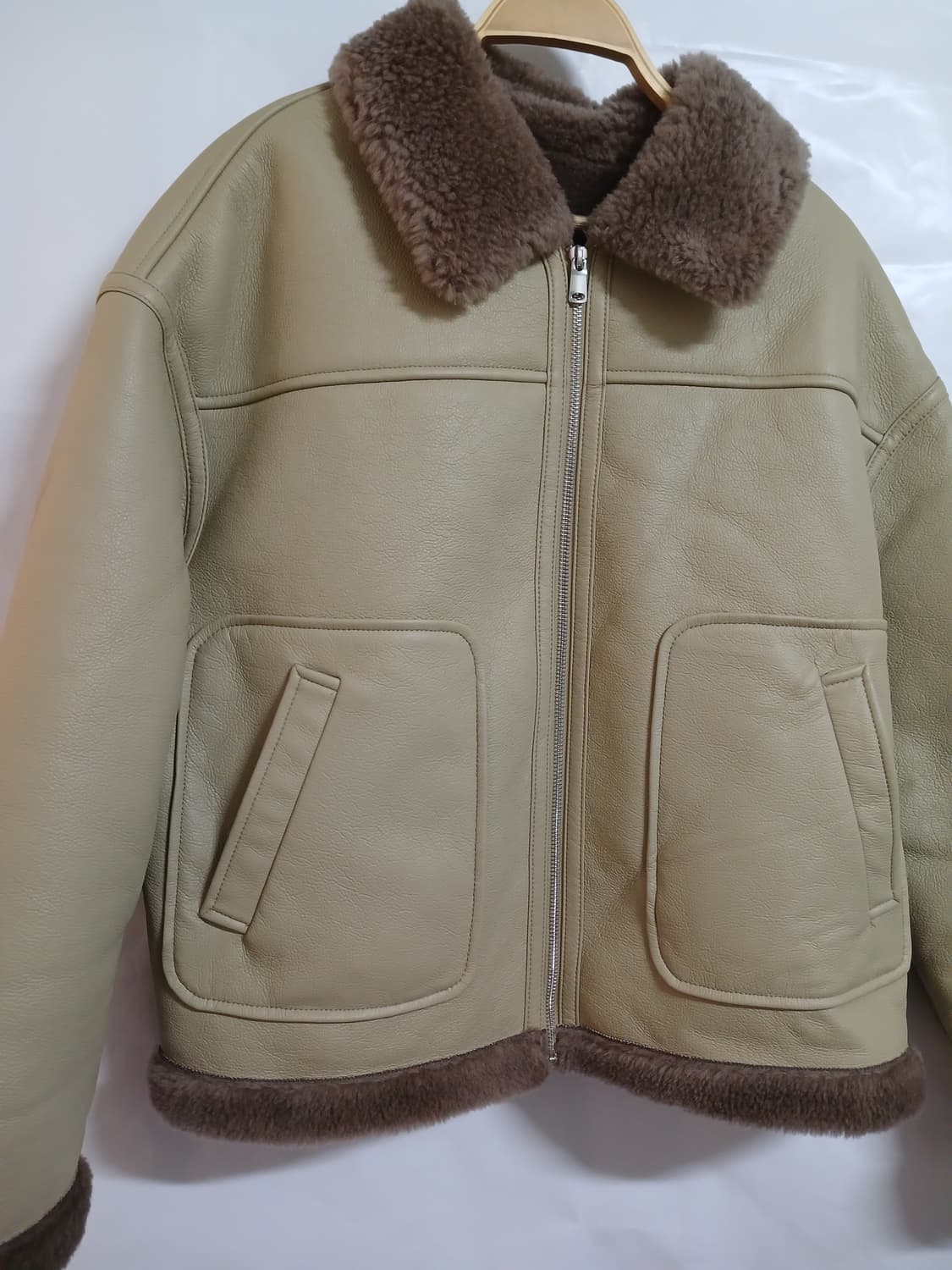 (새상품,88,실측95-100)리오벨 양모100% 인조무스탕 상품이미지3