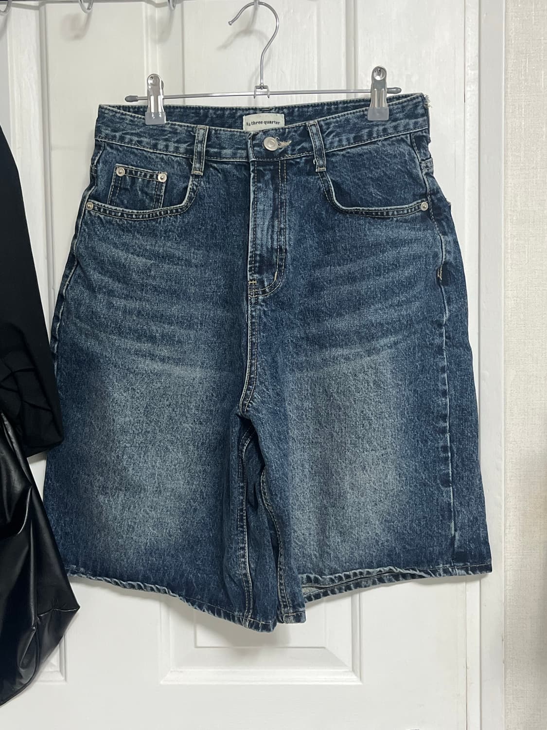 바온 포피로 워싱 하프 데님 팬츠 진청 상품이미지1