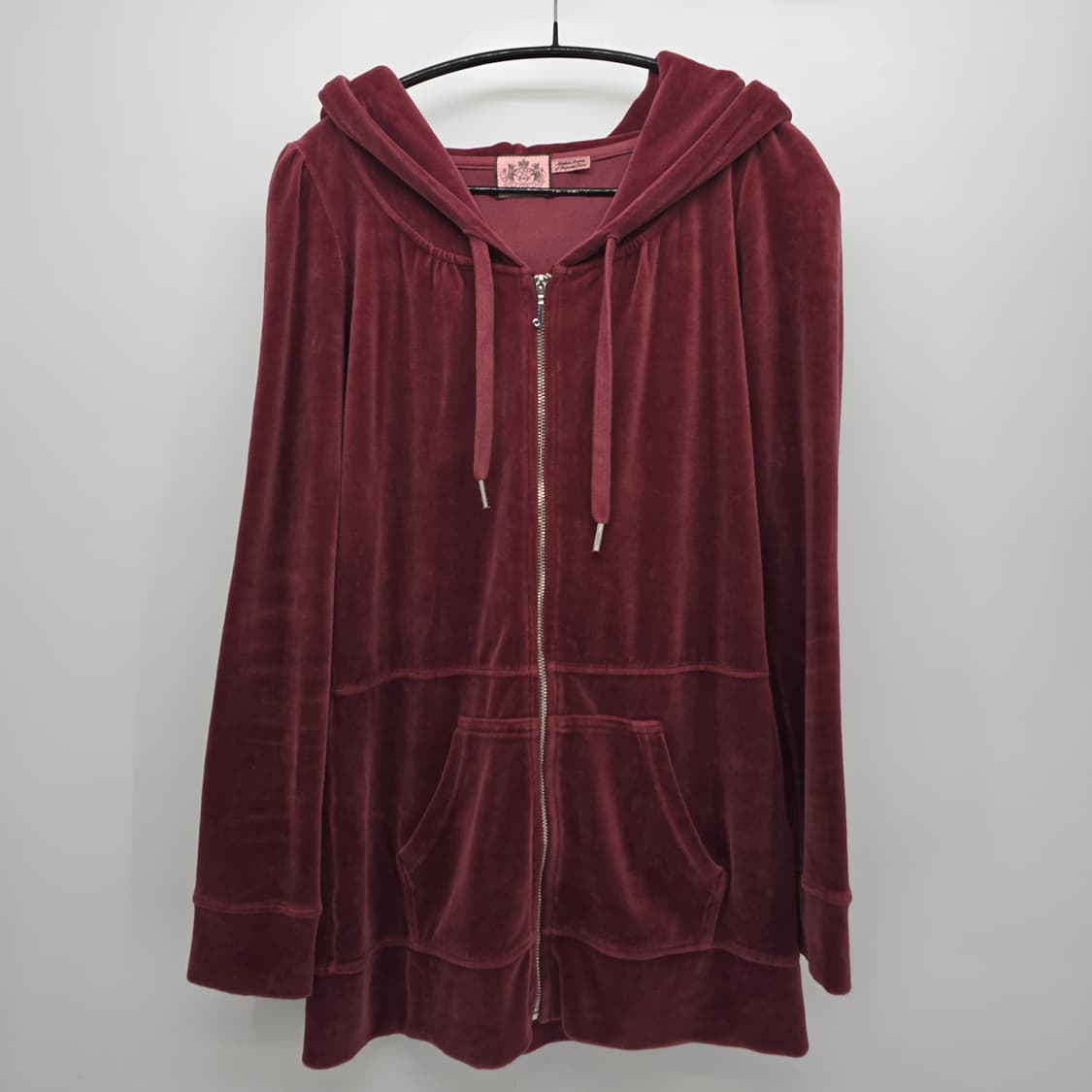 쥬시 꾸뛰르 벨벳 후드 집업 버건디 상품이미지1