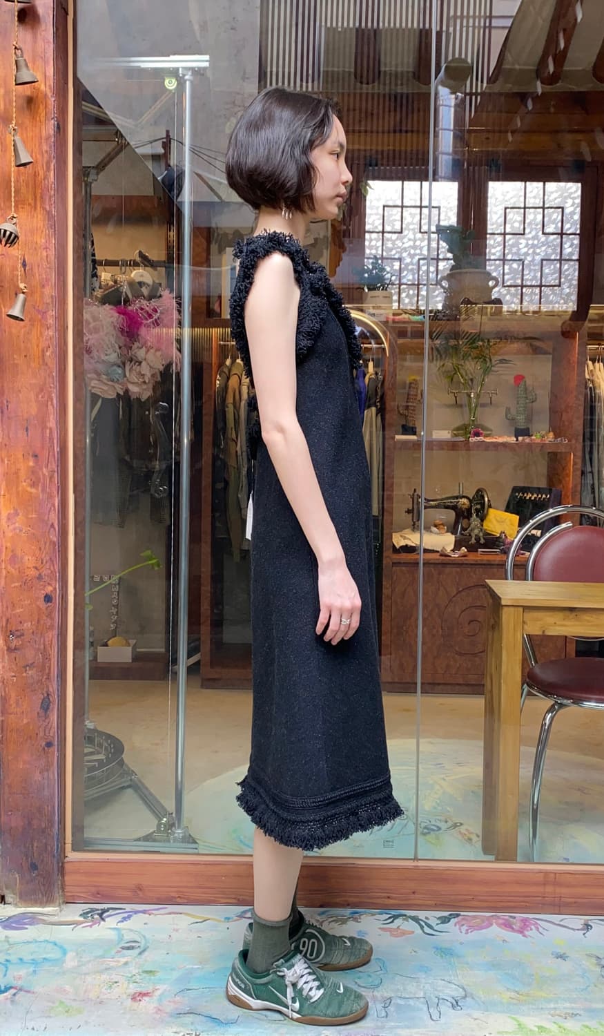 BEAUTIFUL PEOPLE 로우엣지 V넥 슬리브리스 롱 원피스  상품이미지5