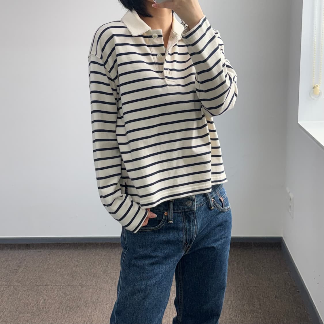 Cos 코스 네이비 스트라이프 롱슬리브 카라티 상품이미지2