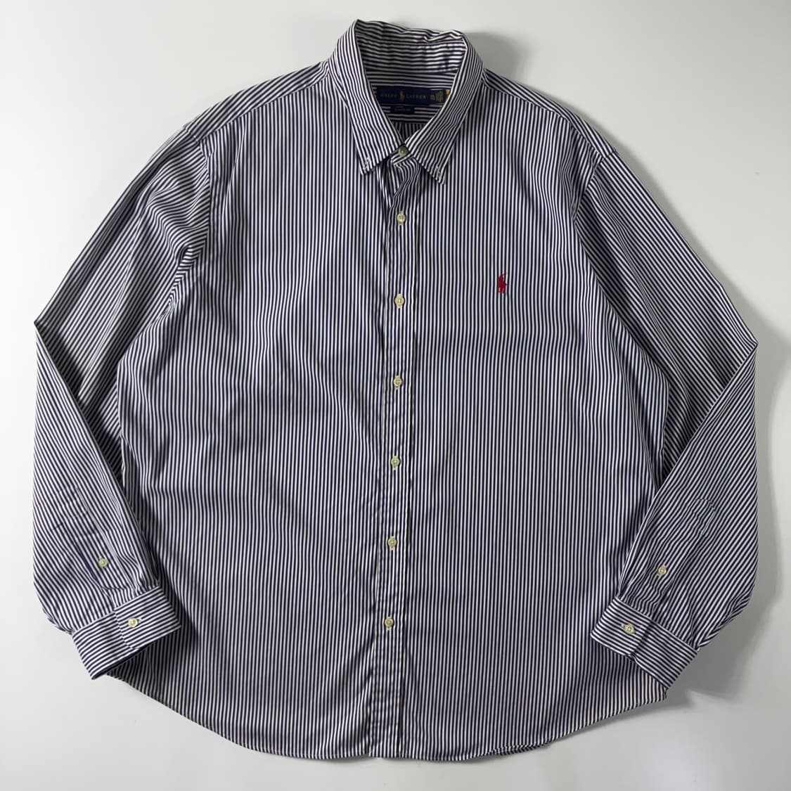 Polo 폴로 랄프로렌 현행 QR 블루 스트라이프 셔츠 상품이미지1