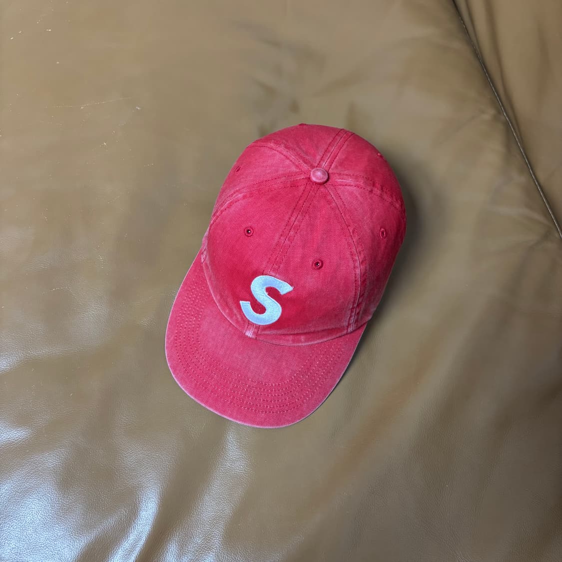 Supreme 슈프림 피그먼트 워시드 레드 S로고 6패널 볼캡 모자 상품이미지5