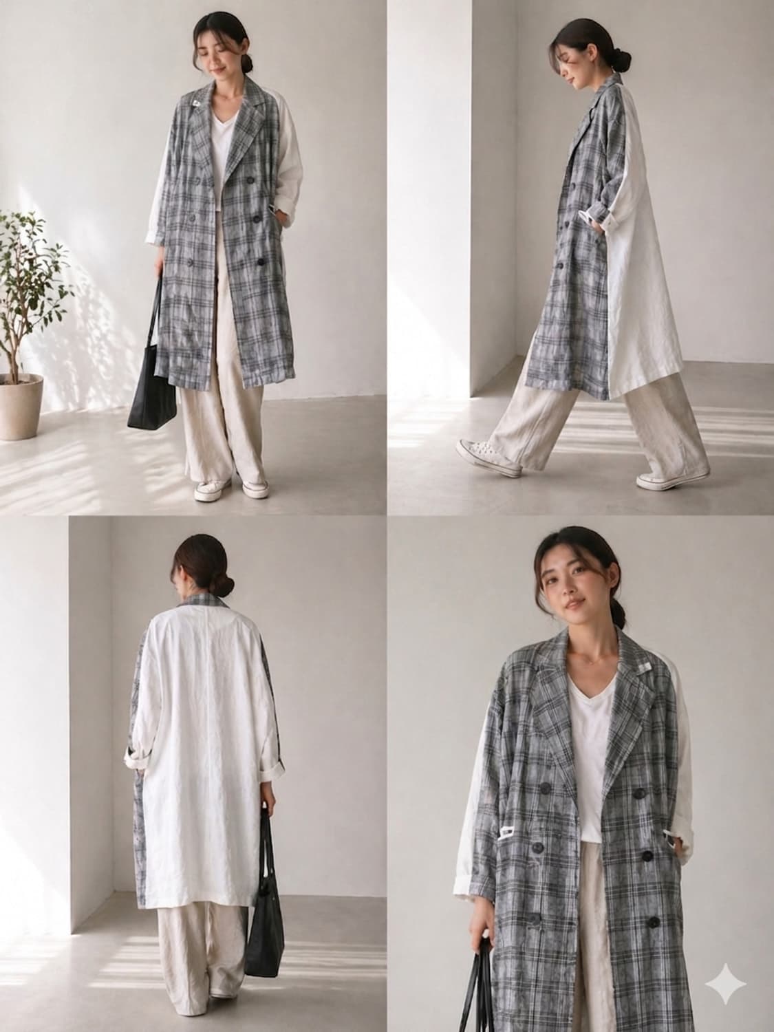 듀엘 린넨 체크 여름 트렌치코트 상품이미지1