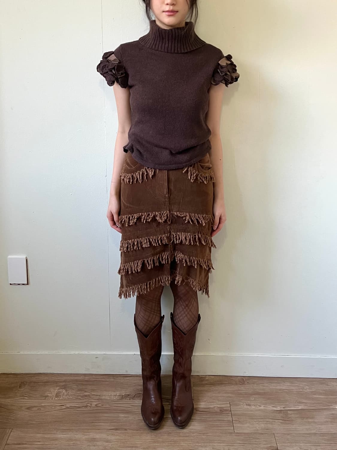 Japan vtg 레더패치 터틀넥 상품이미지8