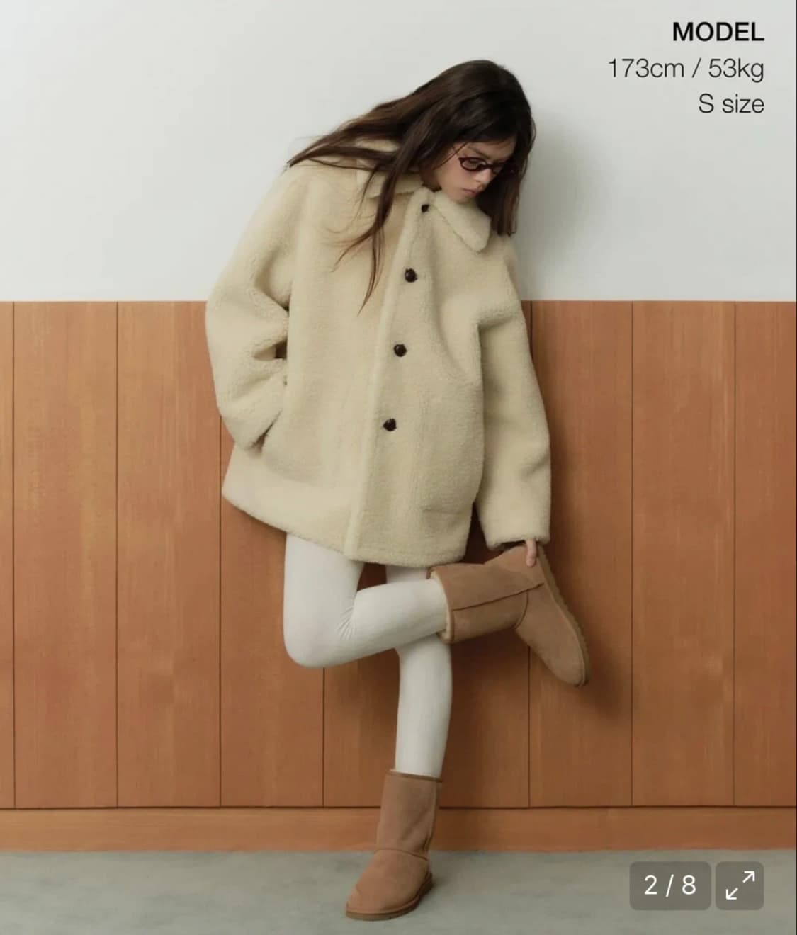 무신사 스탠다드 우먼즈 리버서블 스웨이드 무스탕 양면 코트 베이지 S 상품이미지2