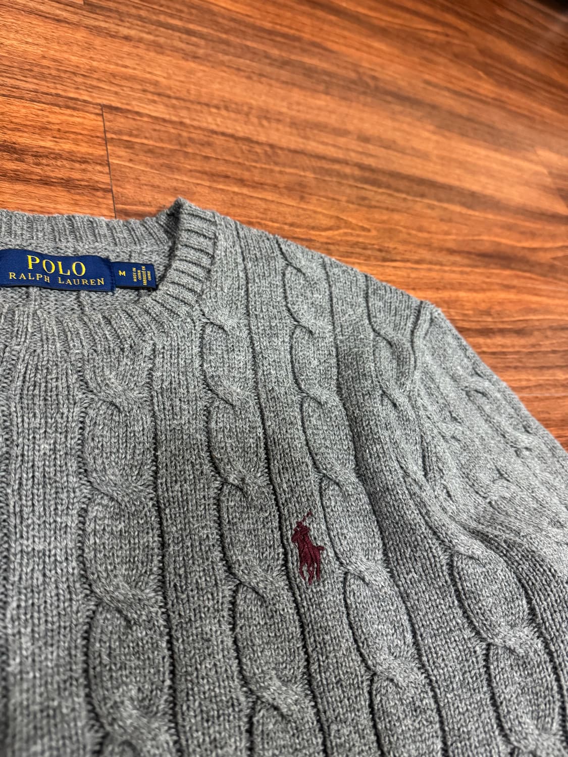 폴로 남성 꽈배기 니트 그레이 M 상품이미지4