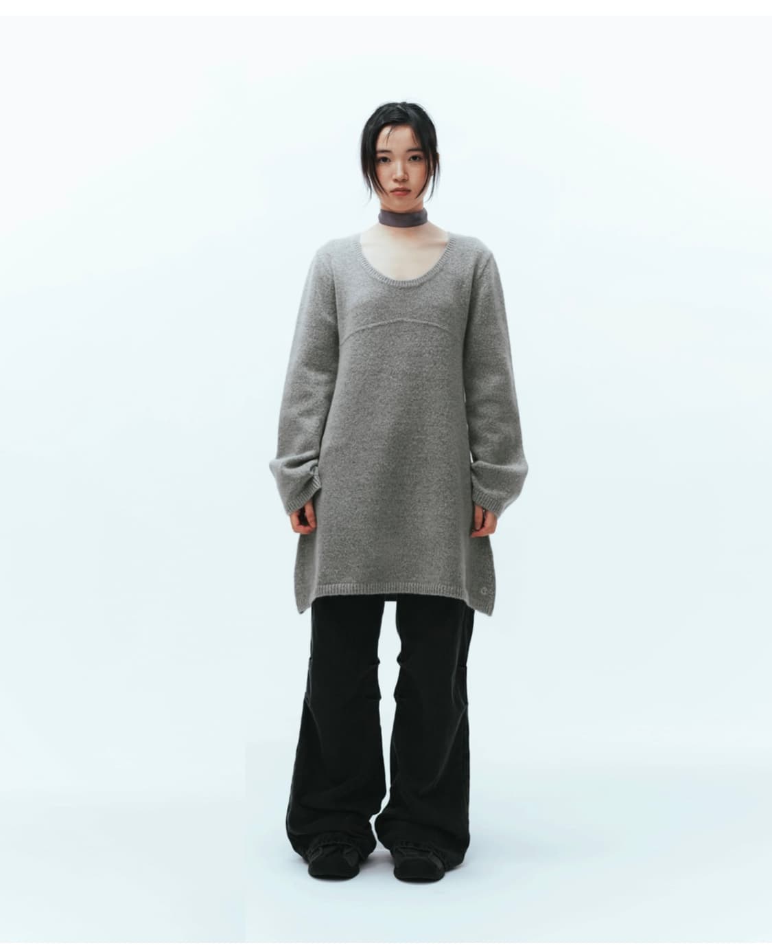 BOUCLE KNIT ONE PIECE LIGHT GREY 상품이미지2