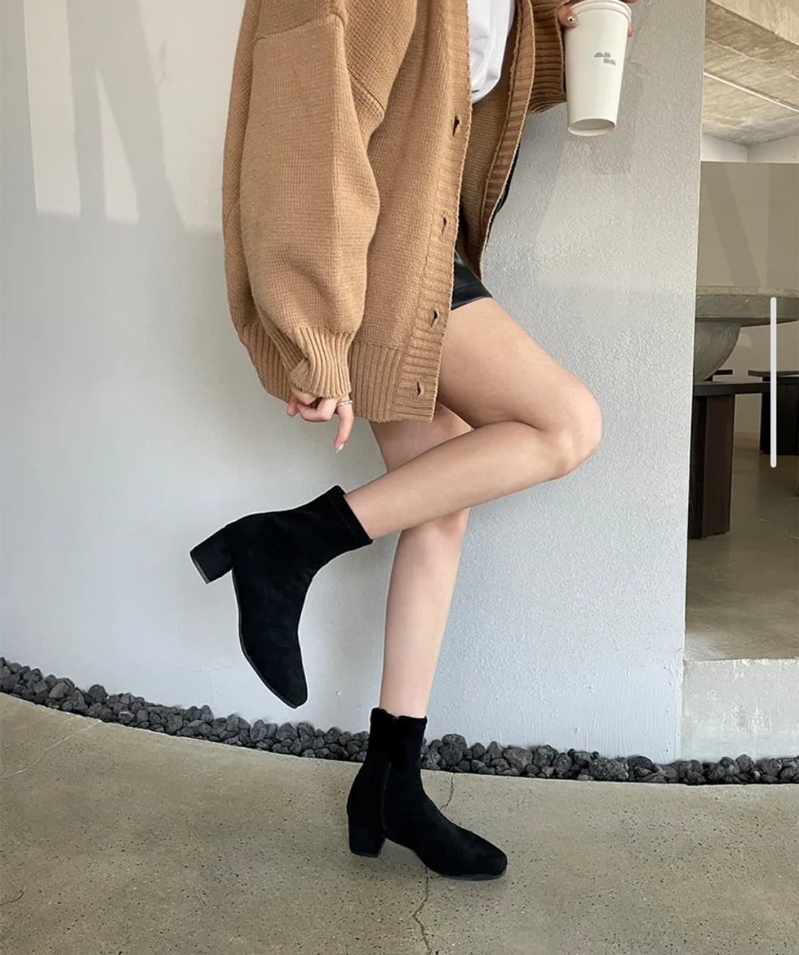 스웨이드 앵클 부츠 블랙 235 상품이미지1