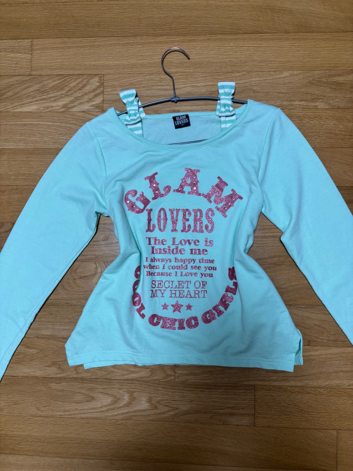 민트 오프숄더 긴팔 티셔츠 상품이미지1