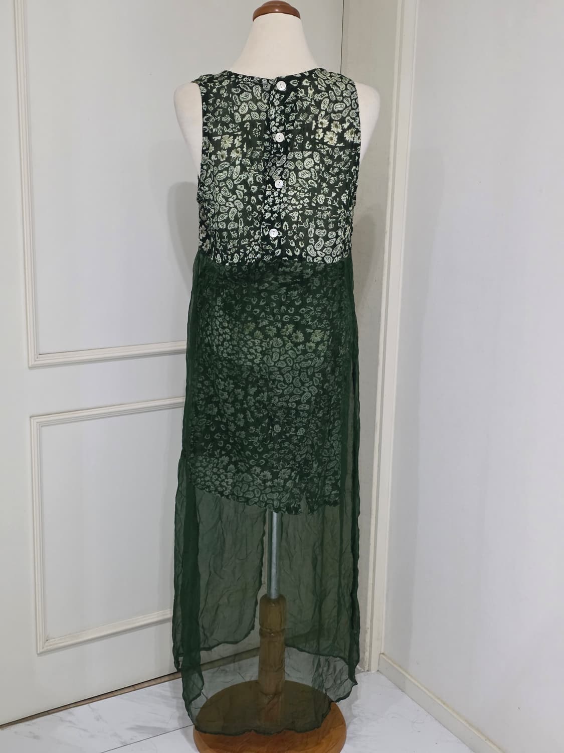 일본빈티지)오리엔탈 에스닉 히피모리걸st 쉬폰 레이어드롱슬리브리스원피스 상품이미지6