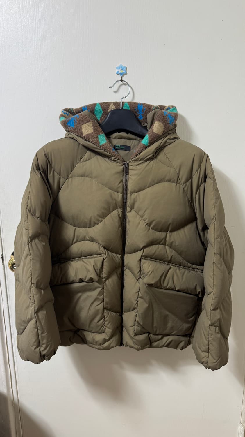 새상품) 베네통 라고 니트 단작 후드 구스 패딩 42 상품이미지8