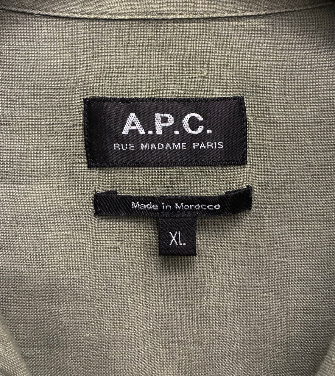 (L~XL)APC 아페쎄 리넨 포켓 릴렉스 반팔셔츠 올리브 상품이미지10