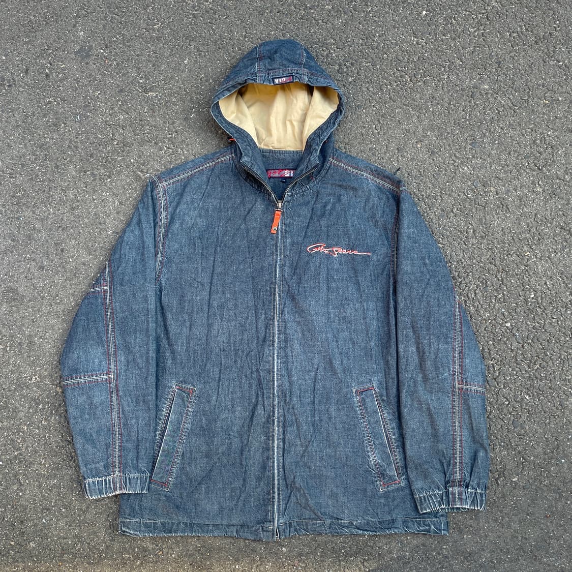 90s VTG GIA 올드스쿨 힙합 스케이터 후드 데님 자켓 105 상품이미지7