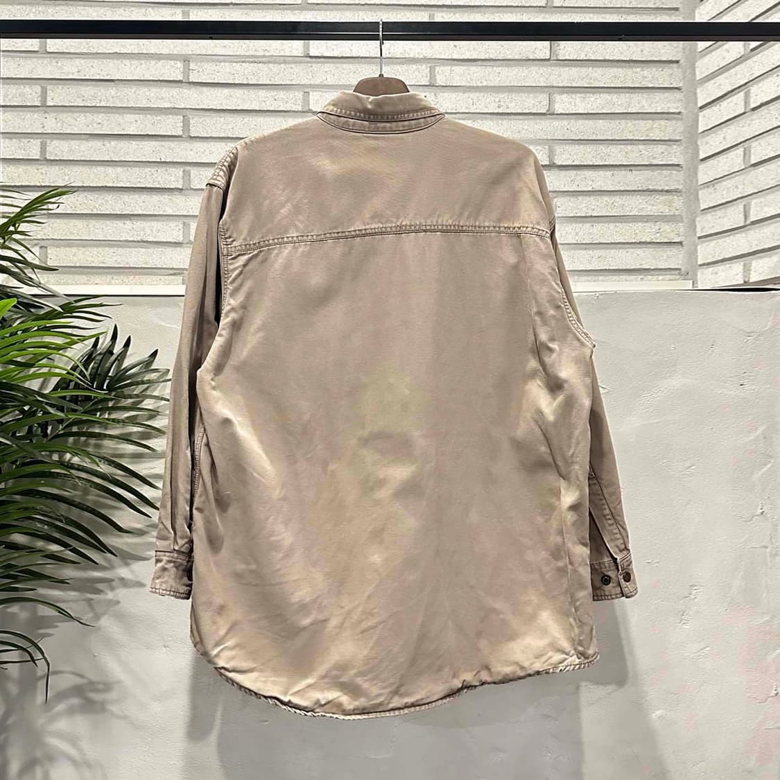 USA VINTAGE 워크셔츠 체크안감 투포켓 스냅버튼 디테일 베이지 상품이미지4