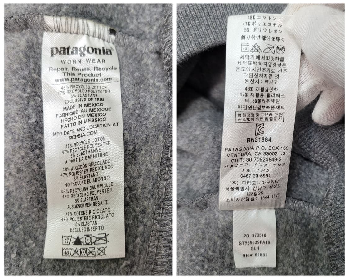 파타고니아 빅 로고 그레이 후드티 후드 티셔츠 2XL사이즈 상태최상 상품이미지10