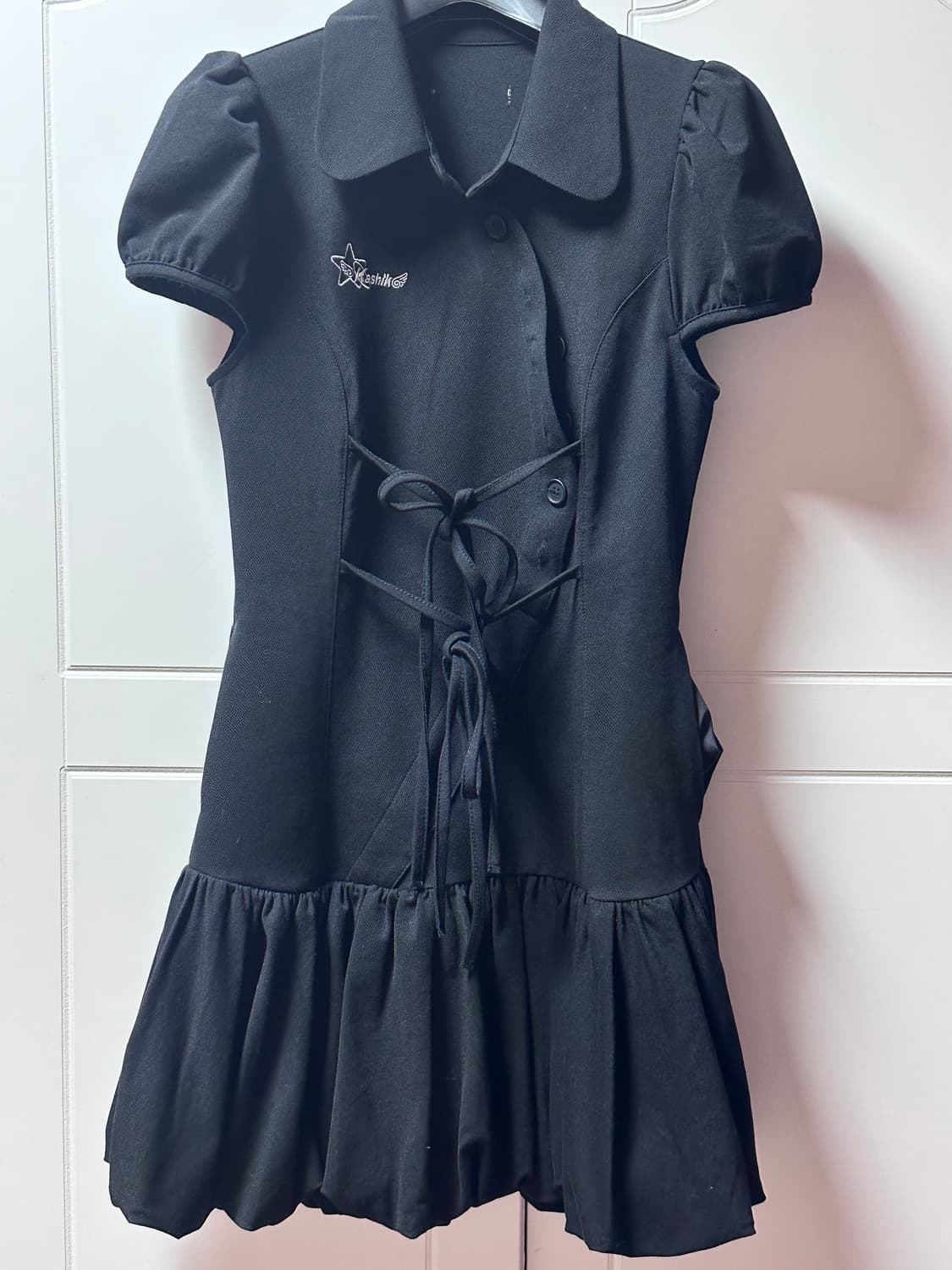 카시코 퍼프 프레피 미니 드레스 블랙 상품이미지4