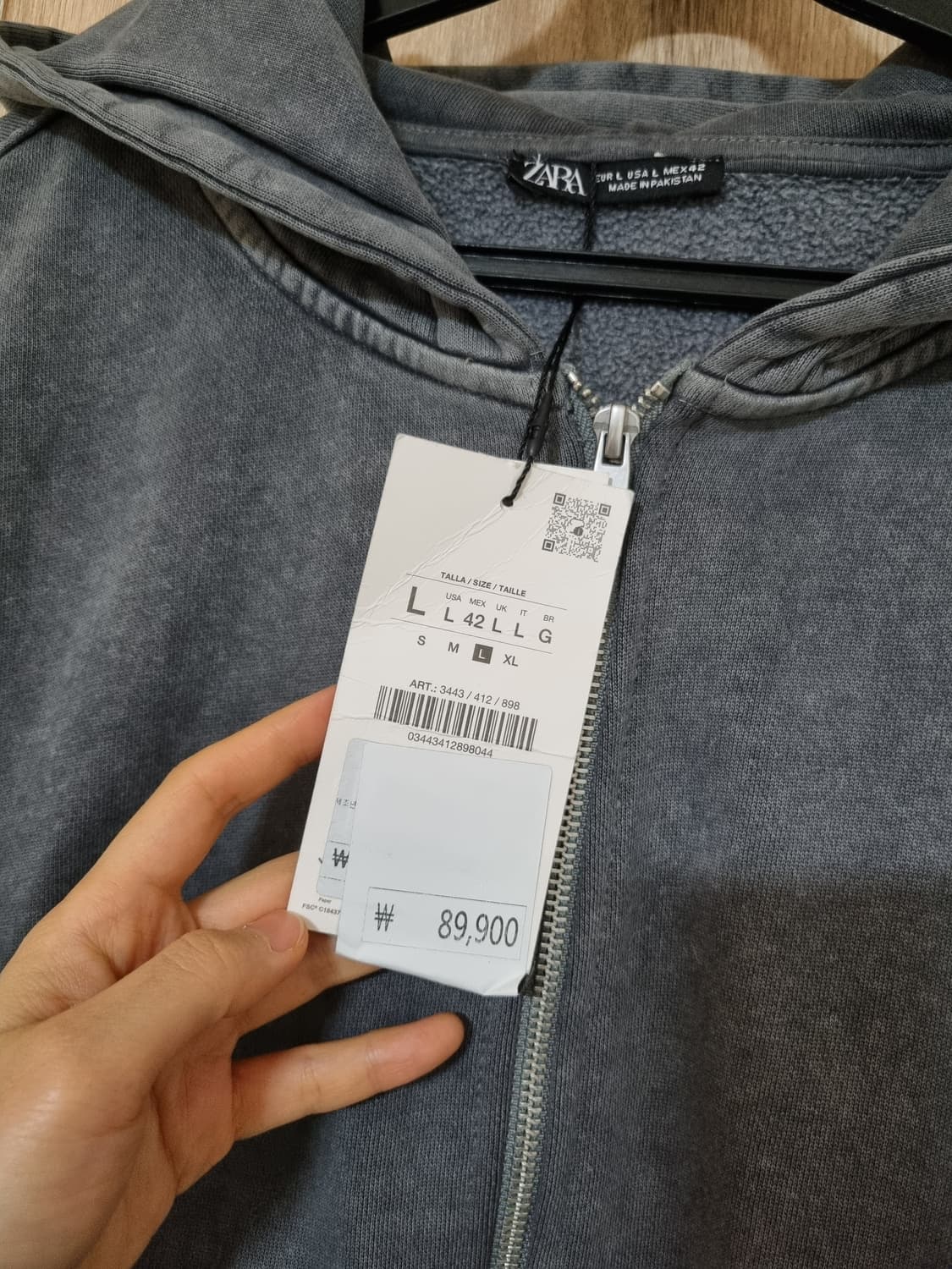 자라 워싱 피그먼트 후드집업 상품이미지4