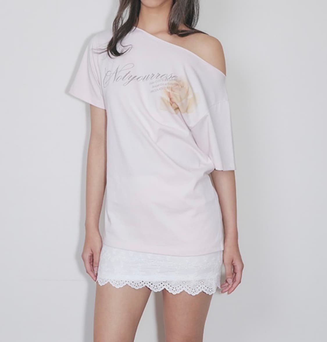 낫유어로즈 Rose graphic one-shoulder t-shirts 상품이미지2
